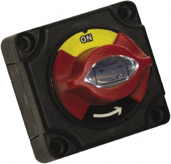 Battery Doctor - 2 Position, 12 Volt, 300 Amp, Single Battery Disconnect Switch - On-Off Sequence, Black & Red - Americas Industrial Supply