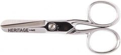 Heritage Cutlery - 1-1/2" LOC, 4-1/4" OAL Chrome Plated Standard Scissors/Shears - Right Hand, Steel Straight Handle, For Heavy Patterns, Layers of Material, Materials with Pins - Americas Industrial Supply