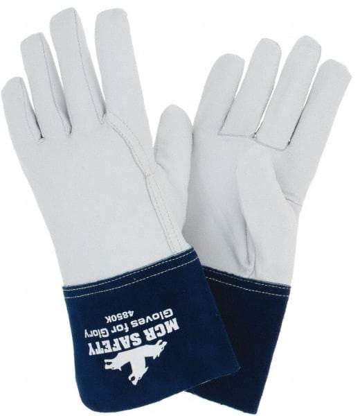 MCR Safety - Size XL Kevlar Lined Goatskin Welding Glove - White/Blue, Pair - Americas Industrial Supply