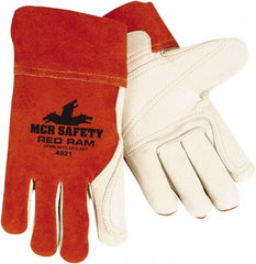 MCR Safety - Size S Unlined Cowhide Welding Glove - White/Red, Pair - Americas Industrial Supply