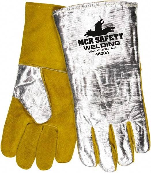 MCR Safety - Size XL Jersey Lined Aluminized Leather Welding Glove - Brown, Pair - Americas Industrial Supply