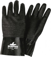 MCR Safety - Size L (9), 12" Long, 70 mil Thick, Supported, Neoprene Chemical Resistant Gloves - Smooth Finish, Interlock Fabric Lined, Black - Americas Industrial Supply