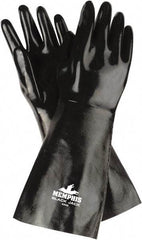 MCR Safety - Size L (9), 18" Long, 31 mil Thick, Supported, Neoprene Chemical Resistant Gloves - Smooth Finish, Interlock Fabric Lined, Black - Americas Industrial Supply