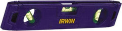 Irwin - Magnetic 9" Long 3 Vial Torpedo Level - ABS Plastic, Blue, 1 45°, 1 Level & 1 Plumb Vials - Americas Industrial Supply