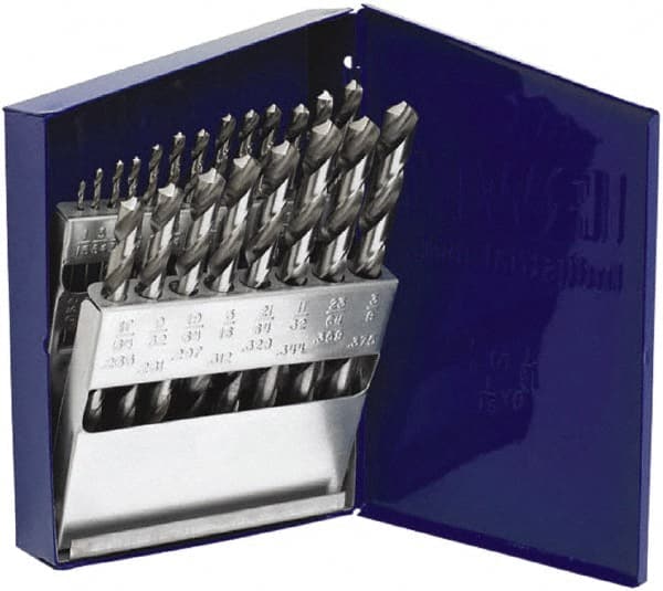 Irwin - 0.0135 to 0.039", 118° Point, Bright Finish, High Speed Steel Jobber Length Drill Bit Set - Americas Industrial Supply