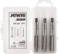 Irwin Hanson - M10x1.00 Metric, 4 Flute, Bottoming, Plug & Taper, Bright Finish, Carbon Steel Tap Set - Right Hand Cut, 2B Class of Fit, Series Hanson - Americas Industrial Supply