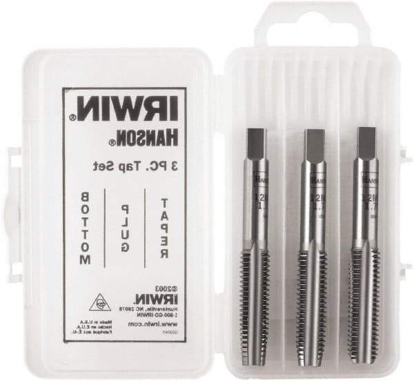 Irwin Hanson - 3/8-24 UNF, 4 Flute, Bottoming, Plug & Taper, Bright Finish, Carbon Steel Tap Set - Right Hand Cut, 2B Class of Fit, Series Hanson - Americas Industrial Supply