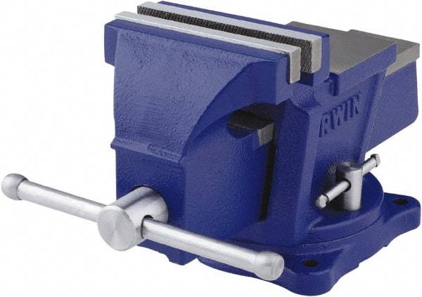 Irwin - 4" Jaw Width, 3" Opening Capacity, 2-3/8" Throat Depth, Steel Swivel Bench Vise - Bolt Down Base Attachment, Anvil - Americas Industrial Supply