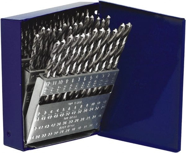 Irwin - 0.04 to 0.228", 118° Point, Bright Finish, High Speed Steel Jobber Length Drill Bit Set - Americas Industrial Supply