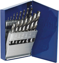 Irwin - 1/16 to 1/2", 118° Point, Bright Finish, High Speed Steel Jobber Length Drill Bit Set - Americas Industrial Supply