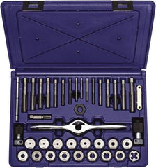 Irwin Hanson - M3x0.50 to M12x1.75 Tap, M3x0.50 to M12x1.75 Die, Tap and Die Set - Bright Finish Carbon Steel, Carbon Steel Taps, Nonadjustable, 40 Piece Set - Exact Industrial Supply