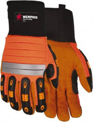 MCR Safety - Size 2XL Synthetic Blend General Protection Work Gloves - For Work & Driver, Uncoated, Slip-On Cuff, Black/Hi-Vis Orange, Paired - Americas Industrial Supply
