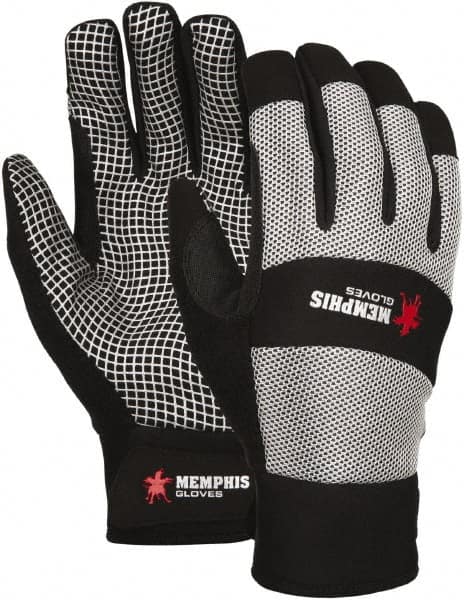 MCR Safety - Size M Synthetic Blend General Protection Work Gloves - For Work & Driver, Adjustable Closure Cuff, Black/White, Paired - Americas Industrial Supply
