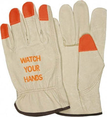 MCR Safety - Size XL General Protection Work Gloves - For Work & Driver, Uncoated, Beige/Orange, Paired - Americas Industrial Supply
