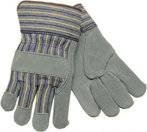 MCR Safety - Size L Cowhide General Protection Work Gloves - For Work & Driver, Uncoated, Safety Cuff, Blue/Yellow, Paired - Americas Industrial Supply