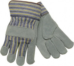 MCR Safety - Size L Cowhide General Protection Work Gloves - For Work & Driver, Uncoated, Safety Cuff, Blue/Yellow, Paired - Americas Industrial Supply