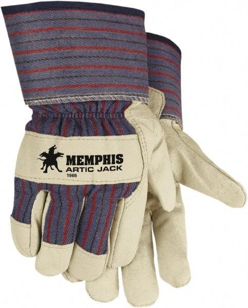 MCR Safety - Size M Pigskin Cold Protection Work Gloves - For Work & Driver, Uncoated, Safety Cuff, Black/Red, Paired - Americas Industrial Supply