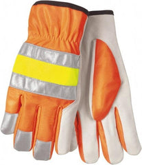 MCR Safety - Size S Cowhide General Protection Work Gloves - For General Purpose, Uncoated, Slip-On Cuff, Hi-Vis Orange, Paired - Americas Industrial Supply
