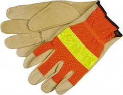 MCR Safety - Size 2XL General Protection Work Gloves - For General Purpose, Uncoated, Tan/Hi-Vis Orange, Paired - Americas Industrial Supply