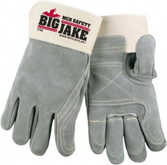 MCR Safety - Size L Cowhide General Protection Work Gloves - For General Purpose, Uncoated, Safety Cuff, Gray/White, Paired - Americas Industrial Supply