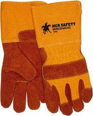 MCR Safety - Size L Cowhide General Protection Work Gloves - For General Purpose, Uncoated, Gauntlet Cuff, Orange, Paired - Americas Industrial Supply