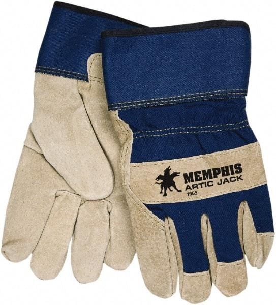 MCR Safety - Size S Pigskin Cold Protection Work Gloves - For General Purpose, Uncoated, Safety Cuff, Blue/Natural, Paired - Americas Industrial Supply