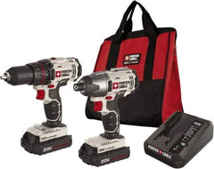 Porter-Cable - 20 Volt Cordless Tool Combination Kit - Includes 1/2" Drill/Driver & 1/4" Impact Driver, Lithium-Ion Battery Included - Americas Industrial Supply