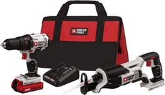 Porter-Cable - 20 Volt Cordless Tool Combination Kit - Includes 1/2" Drill/Driver & Reciprocating Saw, Lithium-Ion Battery Included - Americas Industrial Supply