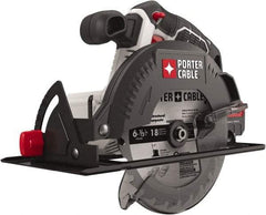 Porter-Cable - 20 Volt, 6-1/2" Blade, Cordless Circular Saw - 4,200 RPM, Lithium-Ion Batteries Not Included - Americas Industrial Supply