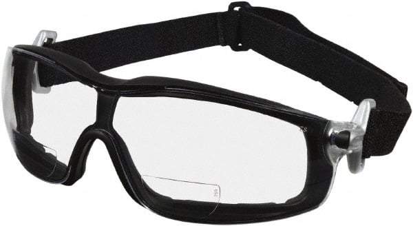 MCR Safety - +2.5, Clear Lenses, Scratch Resistant Magnifying Safety Glasses - Size Universal, Wrap Around, Black Frame - Americas Industrial Supply