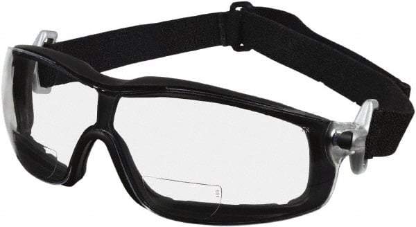 MCR Safety - +1.5, Clear Lenses, Scratch Resistant, Framed Magnifying Safety Glasses - Size Universal, Wrap Around, Black Frame - Americas Industrial Supply