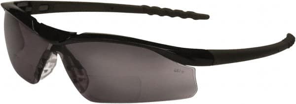 MCR Safety - +1, Gray Lenses, Scratch Resistant, Framed Magnifying Safety Glasses - Size Universal, Wrap Around, Black Frame - Americas Industrial Supply