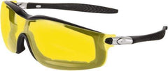 MCR Safety - Amber Lenses, Framed Safety Glasses - Anti-Fog, Scratch Resistant, Size Universal, Wrap Around - Americas Industrial Supply