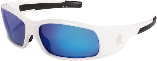 MCR Safety - Blue Mirror Lenses, Framed Safety Glasses - Scratch Resistant, Size Universal, Wrap Around - Americas Industrial Supply