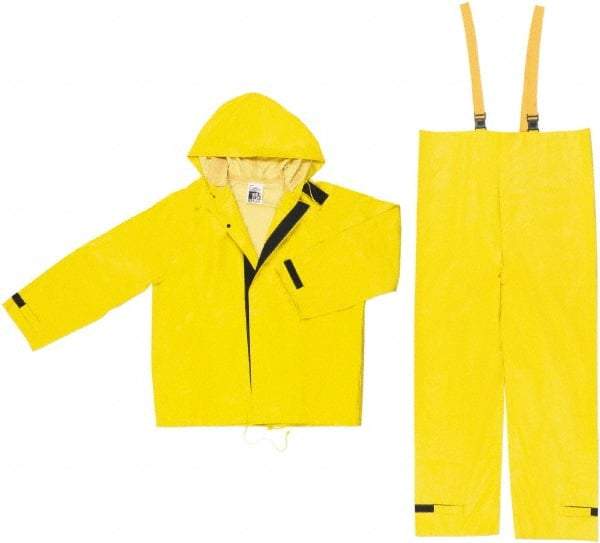 MCR Safety - Size 3XL, Yellow, Rain Two Piece Suit - Attached Hood, Take Up Snaps Ankle, Take Up Snaps Wrist - Americas Industrial Supply