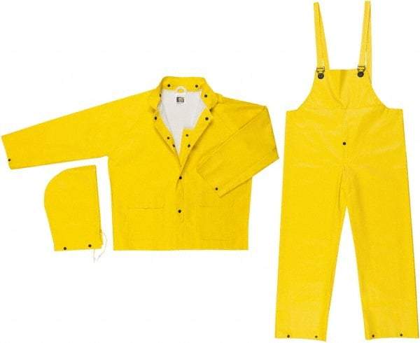 MCR Safety - Size XL, Yellow, Rain Two Piece Suit - Detachable Hood, Take Up Snaps Ankle, Take Up Snaps Wrist - Americas Industrial Supply