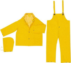 MCR Safety - Size S, Yellow, Rain, Disposable Encapsulated Suit - Detachable Hood, Take Up Snaps Ankle, Take Up Snaps Wrist - Americas Industrial Supply
