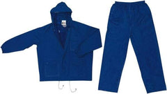 MCR Safety - Size L, Blue, Rain, Disposable Encapsulated Suit - Attached Hood, Elastic Wrist - Americas Industrial Supply