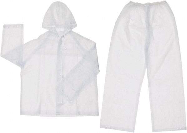MCR Safety - Size 5XL, Clear, Rain Two Piece Suit - Attached Hood, Take Up Snaps Ankle, Take Up Snaps Wrist - Americas Industrial Supply