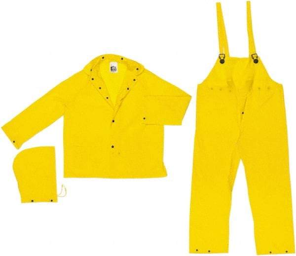 MCR Safety - Size XL, Yellow, Rain Three Piece Suit - Detachable Hood, Take Up Snaps Ankle, Take Up Snaps Wrist - Americas Industrial Supply