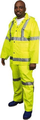 MCR Safety - Size S, High Visibility Lime, Rain, Disposable Encapsulated Suit - Detachable Hood, Take Up Snaps Ankle, Take Up Snaps Wrist - Americas Industrial Supply
