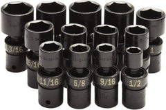 SK - 13 Piece 1/2" Drive Standard Impact Socket Set - 6 Points, 1/2 to 1-1/4", Inch Measurement Standard - Americas Industrial Supply