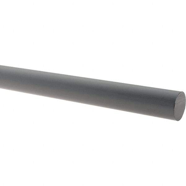 Made in USA - 5' Long, 5/8" Diam, PVC Plastic Rod - Gray - Americas Industrial Supply