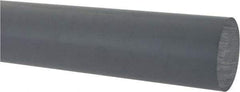 Made in USA - 5' Long, 1-1/4" Diam, PVC Plastic Rod - Gray - Americas Industrial Supply