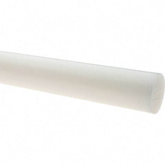 Value Collection - 8' Long, 1-1/2" Diam, Polyethylene (HDPE) Plastic Rod - White - Americas Industrial Supply