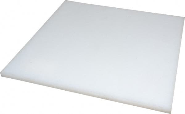 Made in USA - 3/8" Thick x 12" Wide x 1' Long, Polyethylene (UHMW) Sheet - White, ±0.20% Tolerance - Americas Industrial Supply