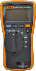 Fluke - 114, CAT III, 600 VAC/VDC, Digital True RMS Auto Ranging Manual Ranging Multimeter - 40 mOhm, Measures Voltage, Capacitance, Current, Resistance - Americas Industrial Supply