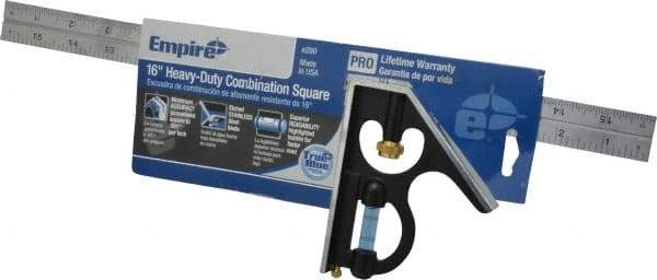 Empire Level - 2 Piece, 16" Combination Square Set - 1/64 & 1/32" (English) Graduation, Stainless Steel Blade, - Americas Industrial Supply