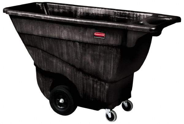 Rubbermaid - 450 Lb Load Capacity, 1/2 Cu Yd, Polyethylene Tilt Truck - 26-7/8" Wide x 57-3/8" Long x 33-7/8" High, Black - Americas Industrial Supply