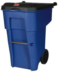 Rubbermaid - 65 Gal Blue Rectangle Trash Can - Polyethylene, 41.8" High x 32.3" Long x 25.3" Wide - Americas Industrial Supply